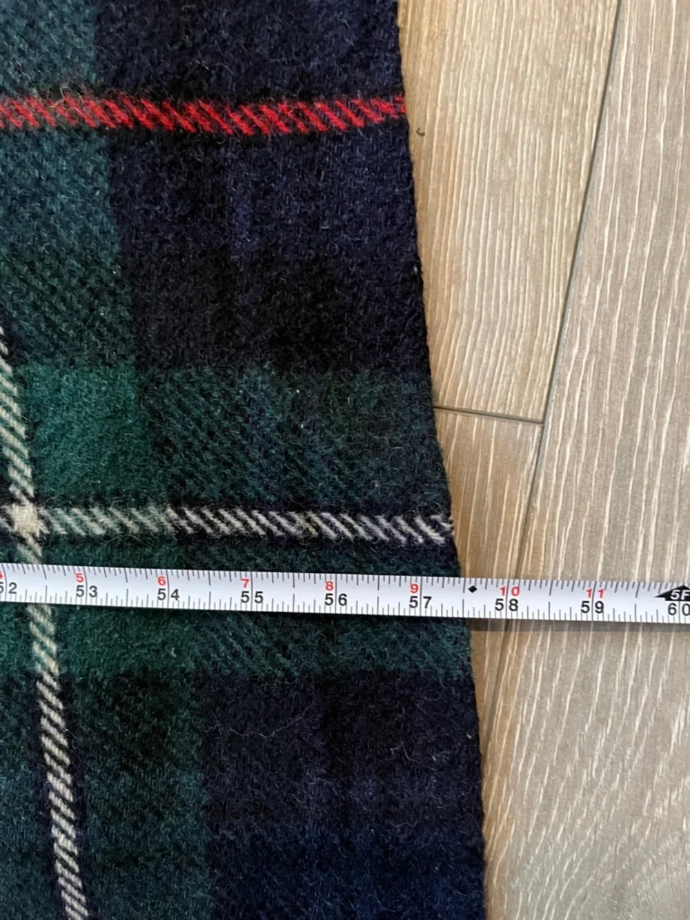 Moffat Kilmahog Mackenzie Green, blue & Red Plaid Fringe wool Throw Blanket